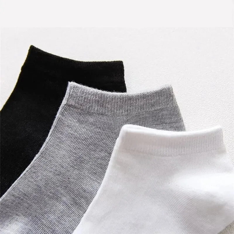 10 Pairs Mens Polyester Boat Socks Black White Grey Soft Breathable Business Style for Summer