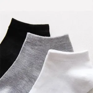 10 Pairs Mens Polyester Boat Socks Black White Grey Soft Breathable Business Style for Summer