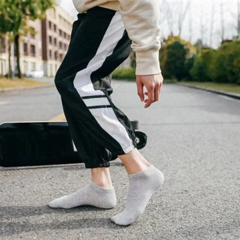 10 Pairs Mens Polyester Boat Socks Black White Grey Soft Breathable Business Style for Summer