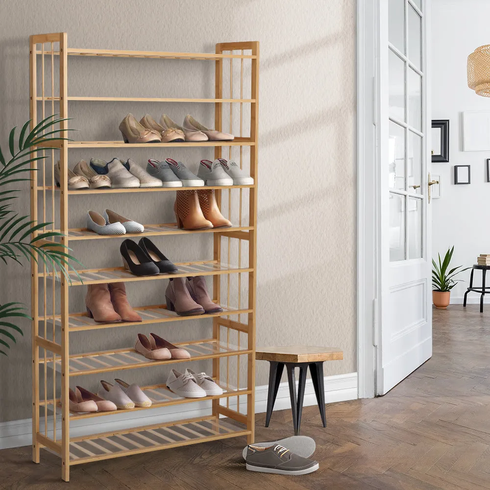10 Tier Bamboo Shoe Rack Wooden Shelf Display Stand Storage Home Organizer