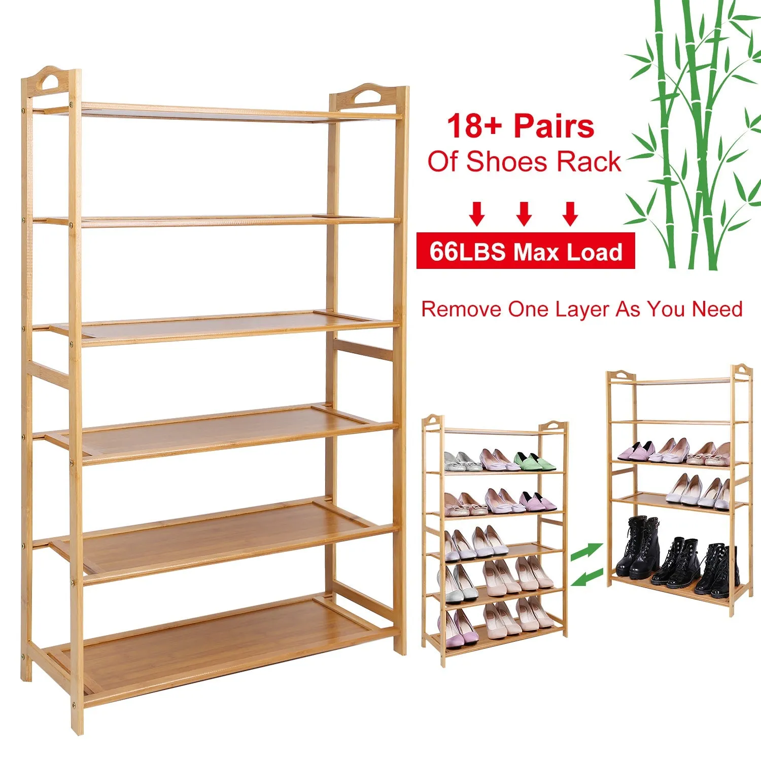 6 Tier Bamboo Shoe Rack Organizer