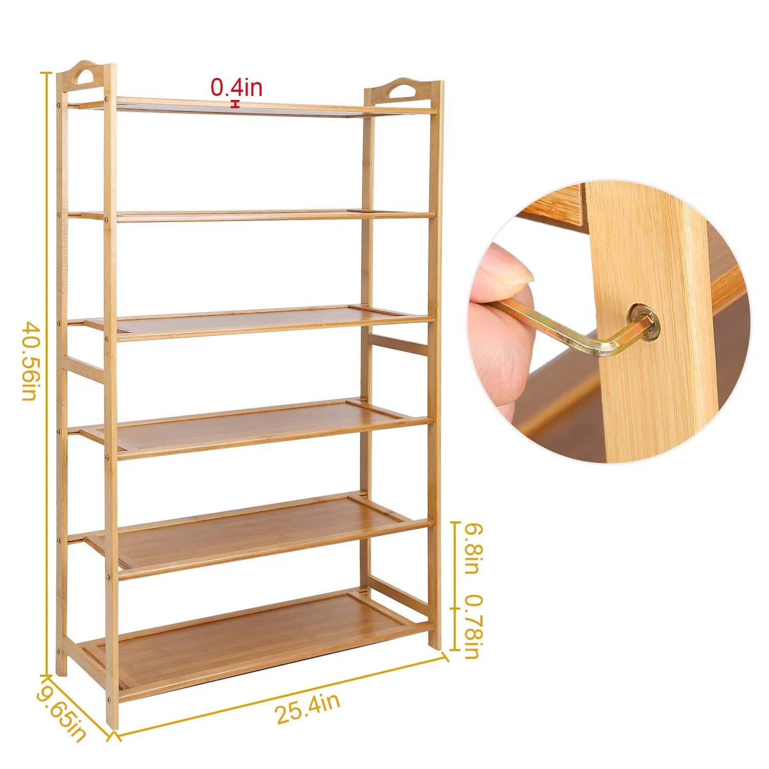 6 Tier Bamboo Shoe Rack Organizer