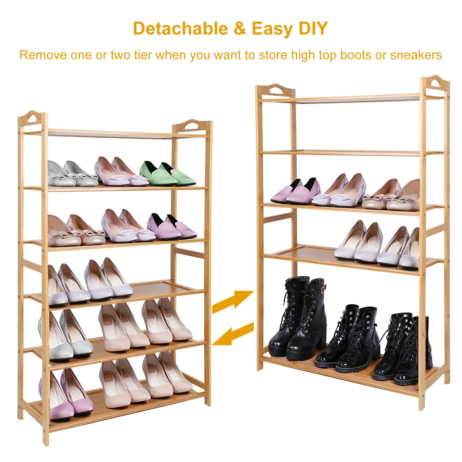 6 Tier Bamboo Shoe Rack Organizer