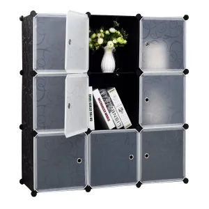 9-Cube Storage DIY Cube Organizer Cabinet 3-Tier Bookcase Storage Cube Organizer Closet with Door