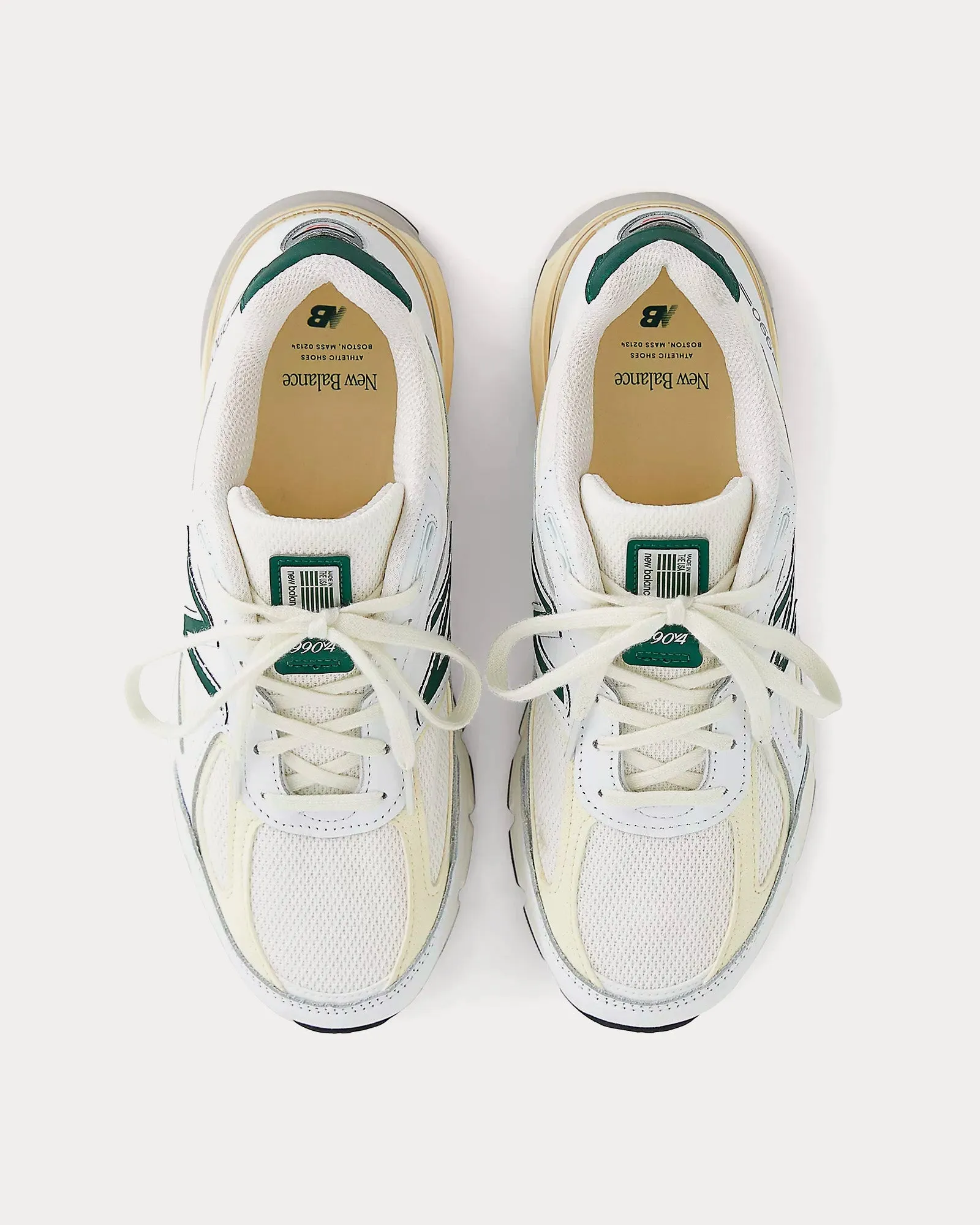 990v4 Calcium / Forest Green Low Top Sneakers