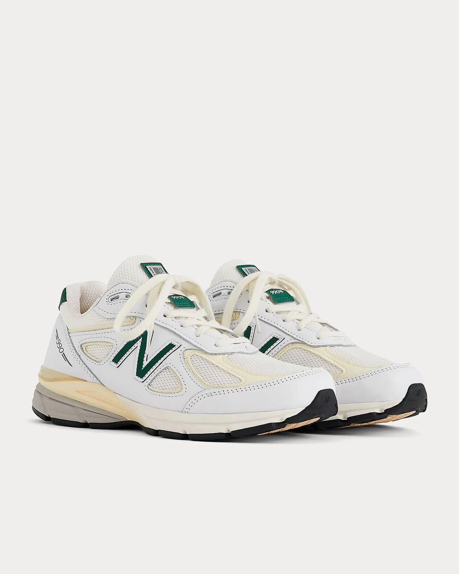990v4 Calcium / Forest Green Low Top Sneakers