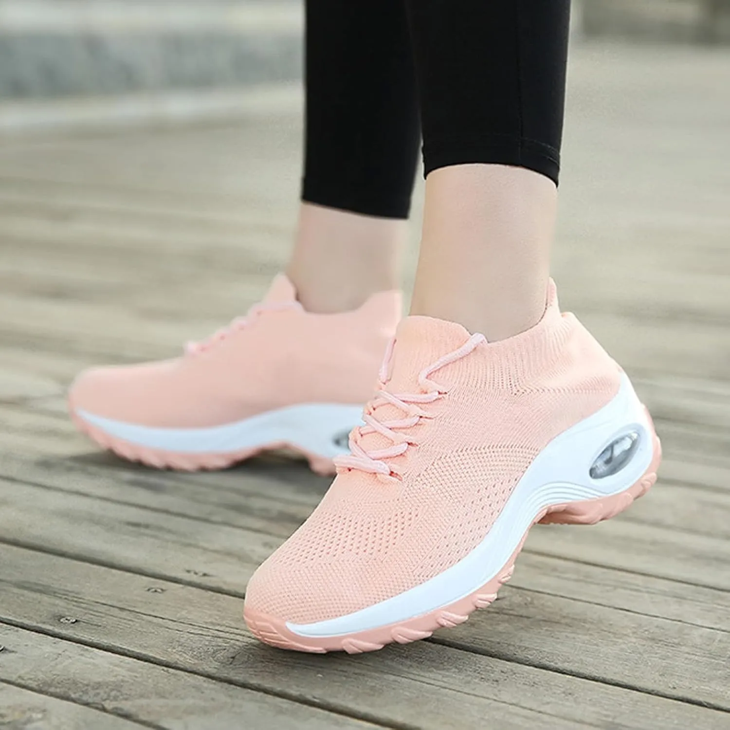 Aceptolcom Women Slip On Walking Shoes Breathable Non Slip Work Shoes Comfortable Air Cushion Orthopedic Sneakers with Arch Support