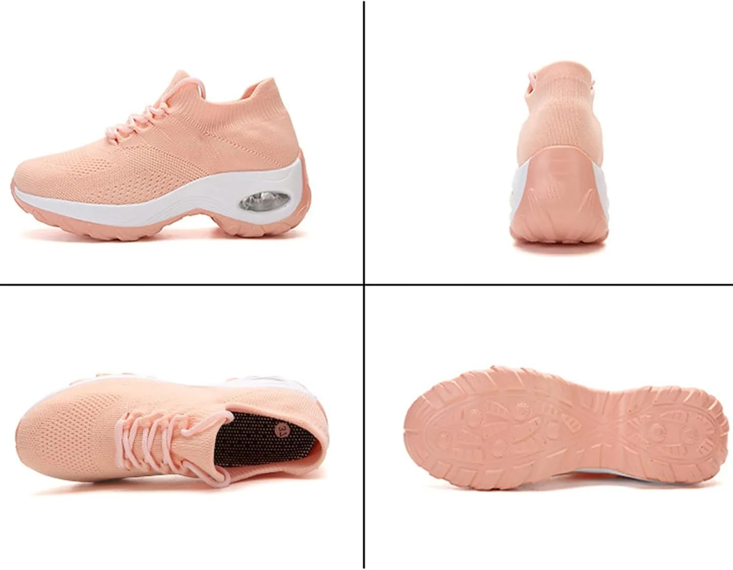 Aceptolcom Women Slip On Walking Shoes Breathable Non Slip Work Shoes Comfortable Air Cushion Orthopedic Sneakers with Arch Support