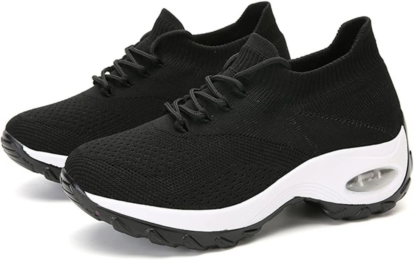 Aceptolcom Women Slip On Walking Shoes Breathable Non Slip Work Shoes Comfortable Air Cushion Orthopedic Sneakers with Arch Support