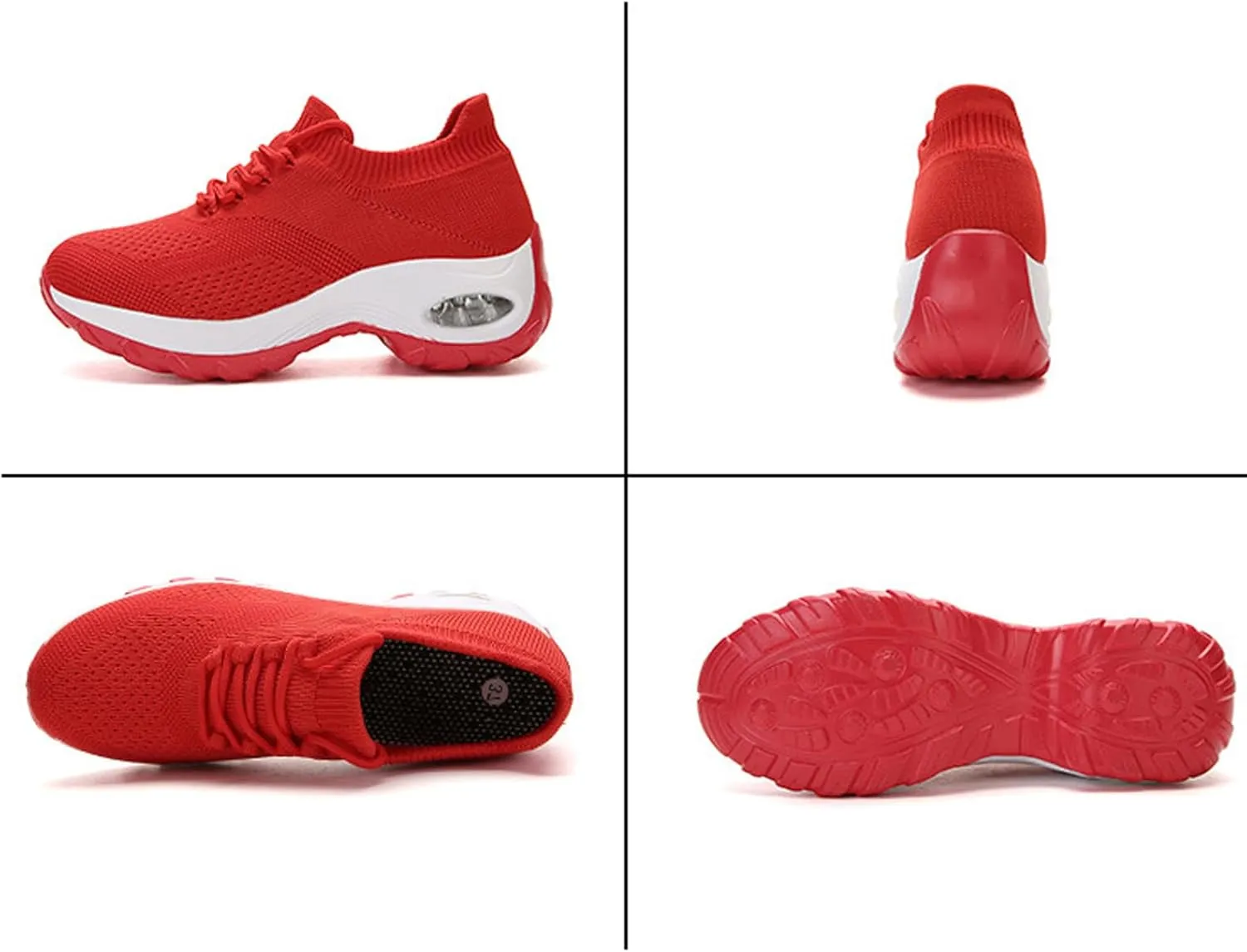 Aceptolcom Women Slip On Walking Shoes Breathable Non Slip Work Shoes Comfortable Air Cushion Orthopedic Sneakers with Arch Support