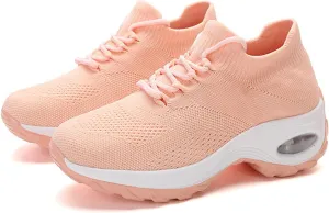 Aceptolcom Women Slip On Walking Shoes Breathable Non Slip Work Shoes Comfortable Air Cushion Orthopedic Sneakers with Arch Support