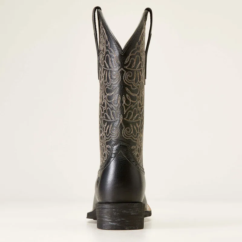 Ariat Womens Round Up Remuda Western Boot - Black Deertan