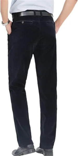 Autumn Elastic Corduroy Pants, Men Business Midlife Pants, Stylish Jogger Wine Red Trousers