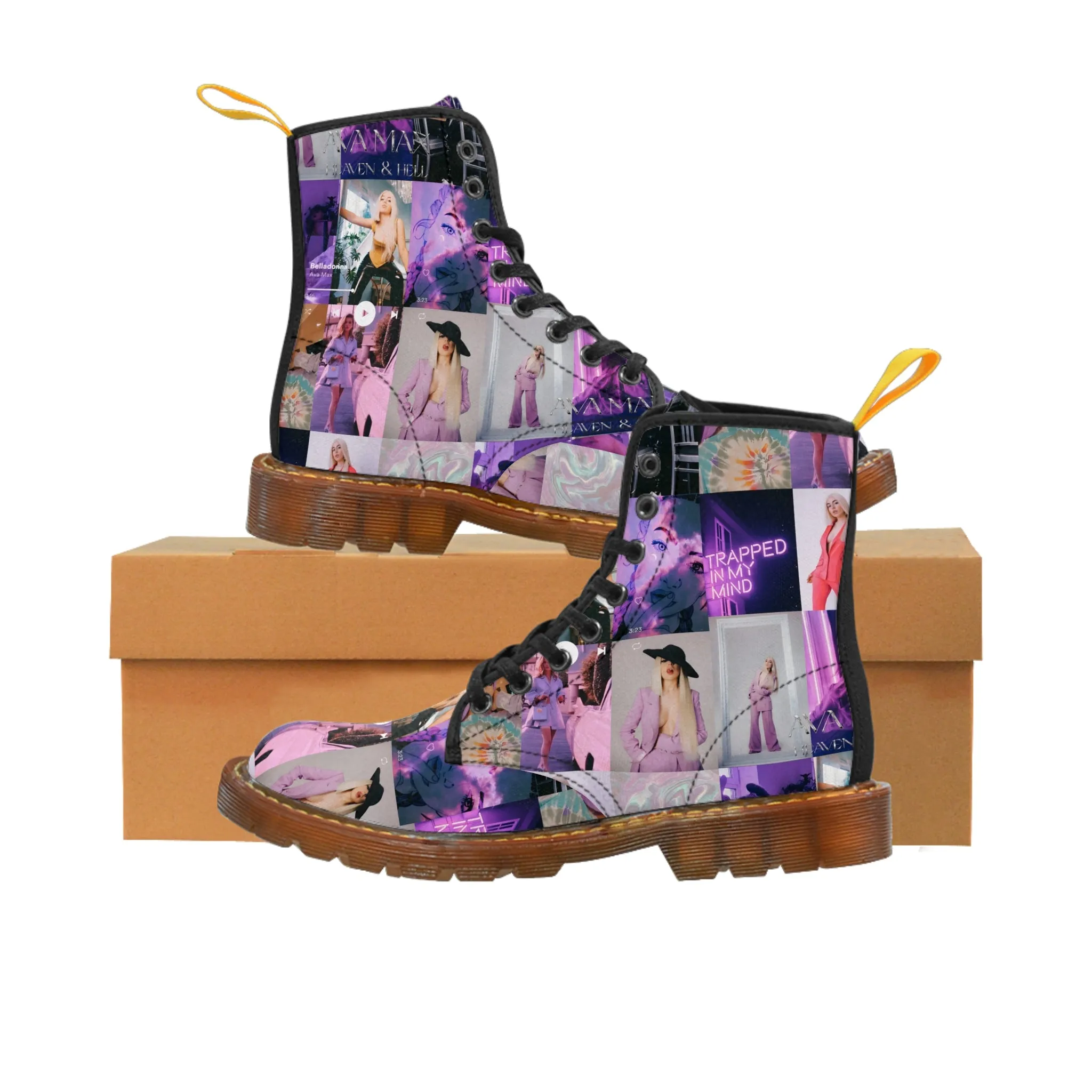 Ava Max Belladonna Photo Collage Men's Canvas Boots