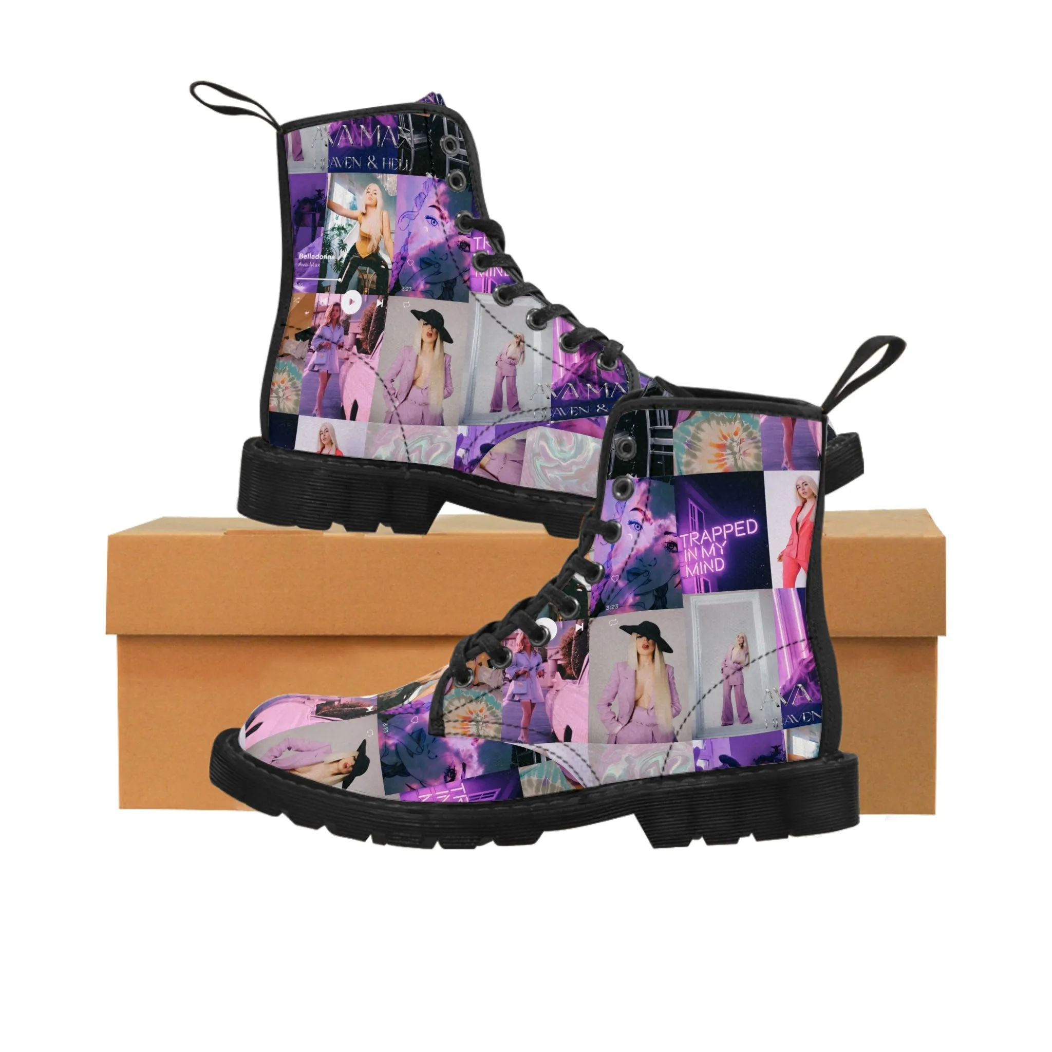Ava Max Belladonna Photo Collage Men's Canvas Boots