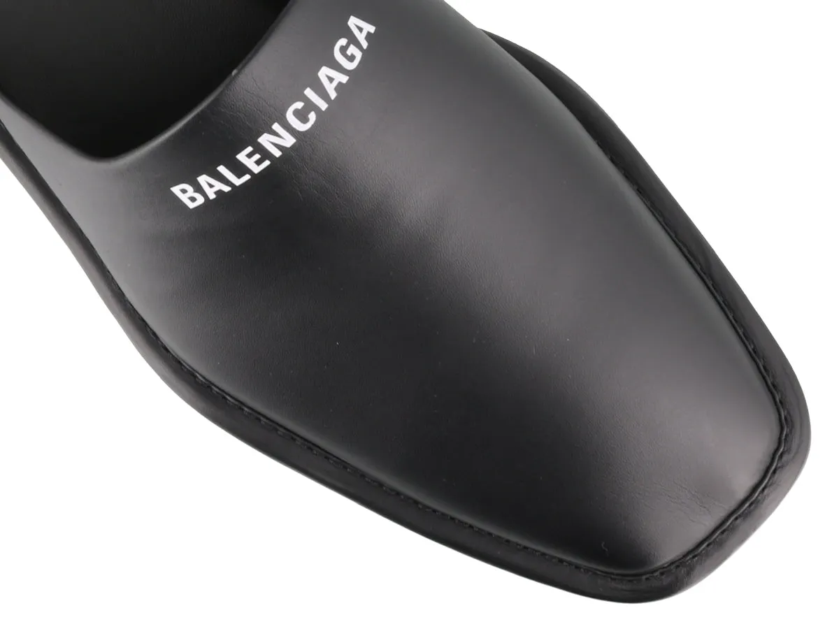 Balenciaga Logo Square Toe Mules