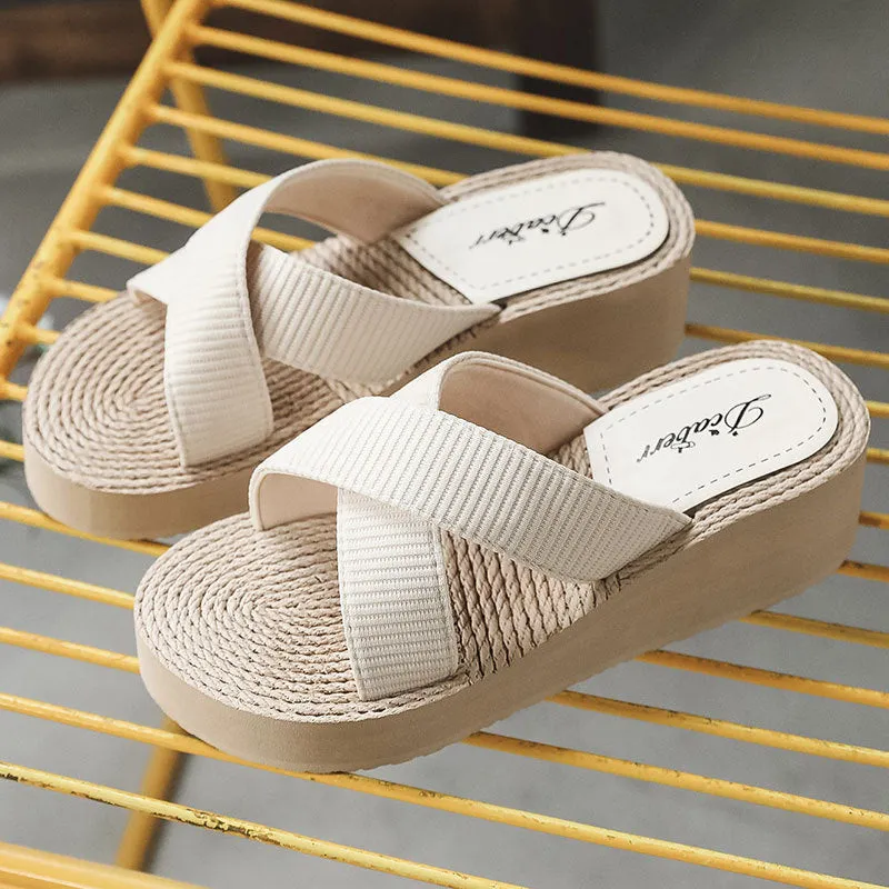 Beach Cross Woven Wedge Sandals