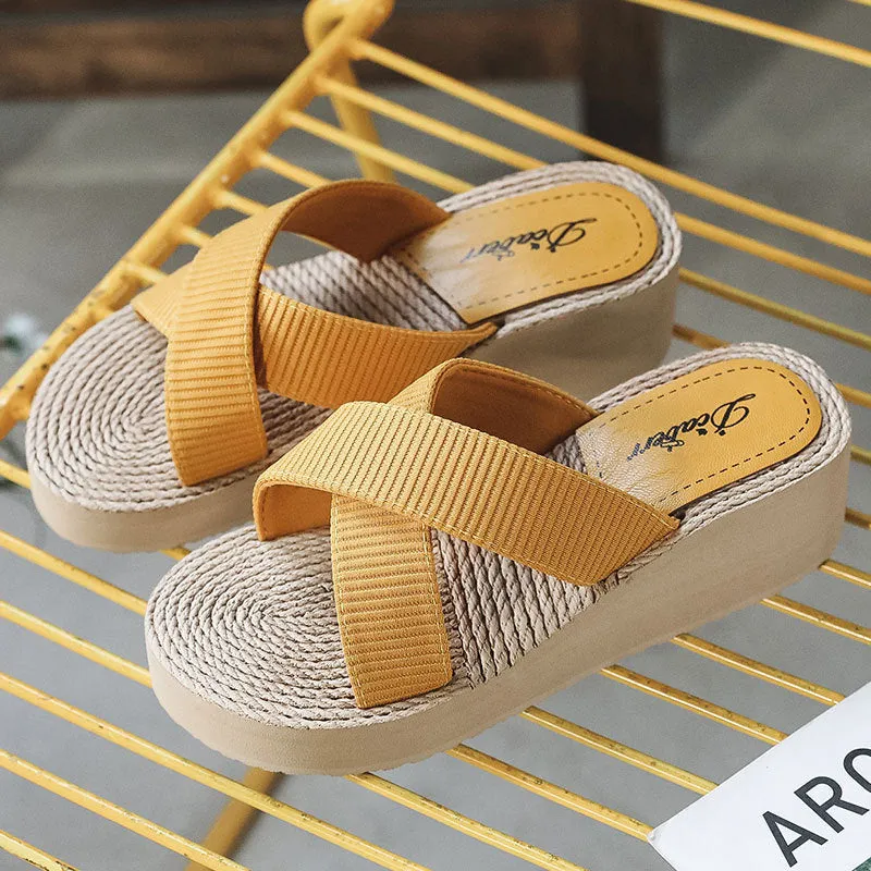 Beach Cross Woven Wedge Sandals