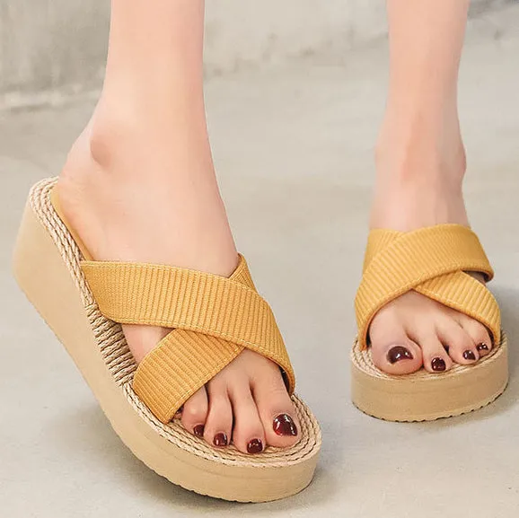 Beach Cross Woven Wedge Sandals