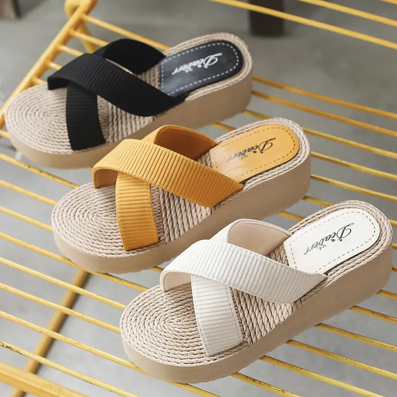 Beach Cross Woven Wedge Sandals