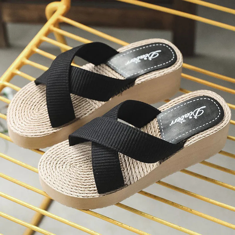Beach Cross Woven Wedge Sandals