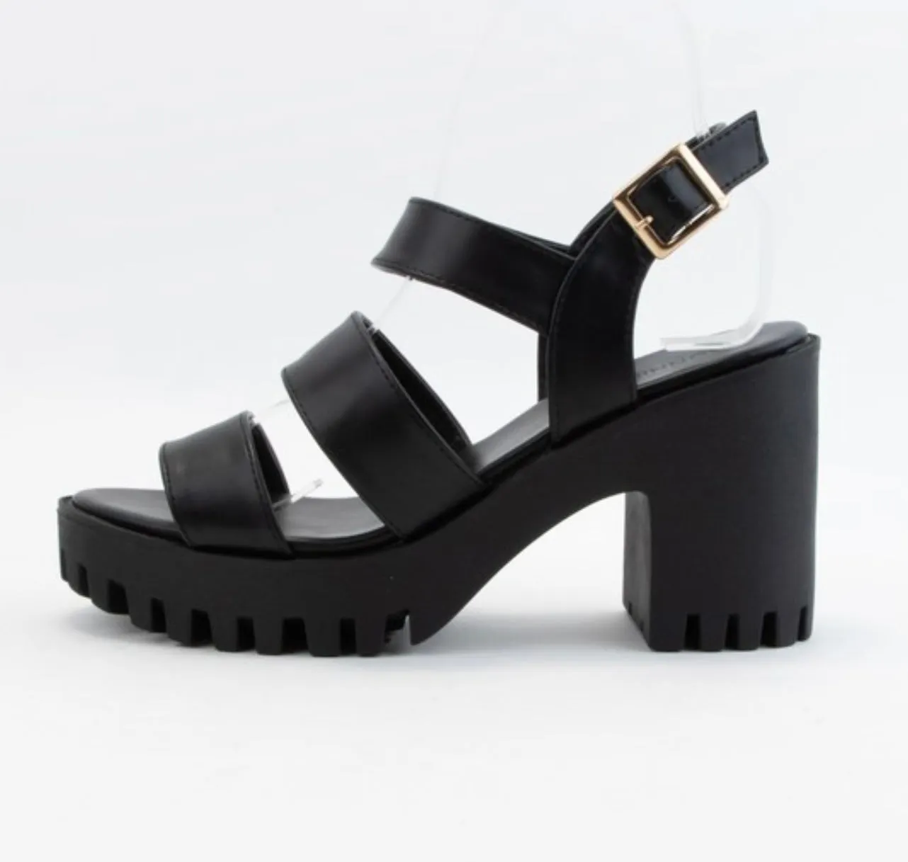 Black Chunky Platform Sandals