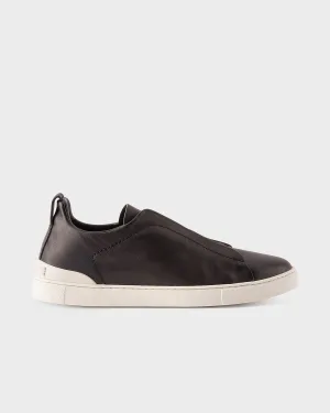 Black Leather Triple Stitch Sneakers