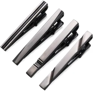 Black Tie Clip For Men 4Pcs Mens Tie Clips Set 2 inch for Party Wedding Tie Bars Business Valentine's Day Father's Day Gift
