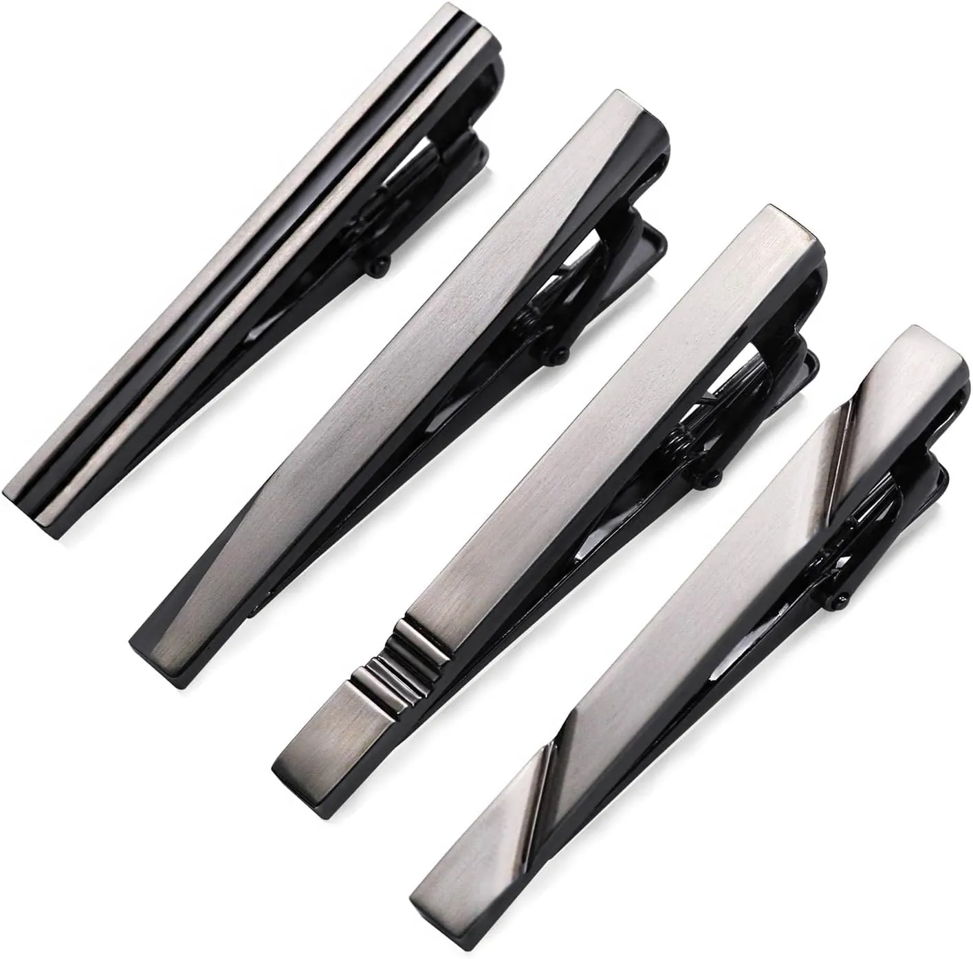 Black Tie Clip For Men 4Pcs Mens Tie Clips Set 2 inch for Party Wedding Tie Bars Business Valentine's Day Father's Day Gift