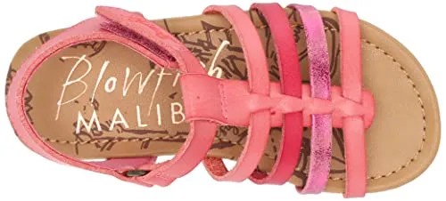 Blowfish Malibu Kids Girls Sachs-t Flat Sandal, Fuschia Moon Metallic/Fuschia/Carmine, 6 Toddler