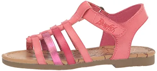 Blowfish Malibu Kids Girls Sachs-t Flat Sandal, Fuschia Moon Metallic/Fuschia/Carmine, 6 Toddler