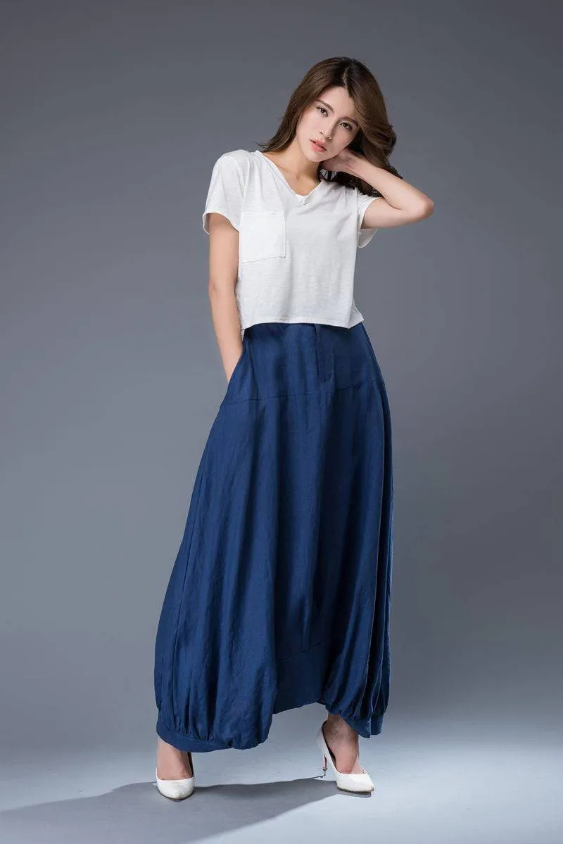 blue linen skirt, linen skirt, Maxi linen skirt, womens skirt, pockets skirt, long skirt, asymmetrical skirt, womens linen skirt C950