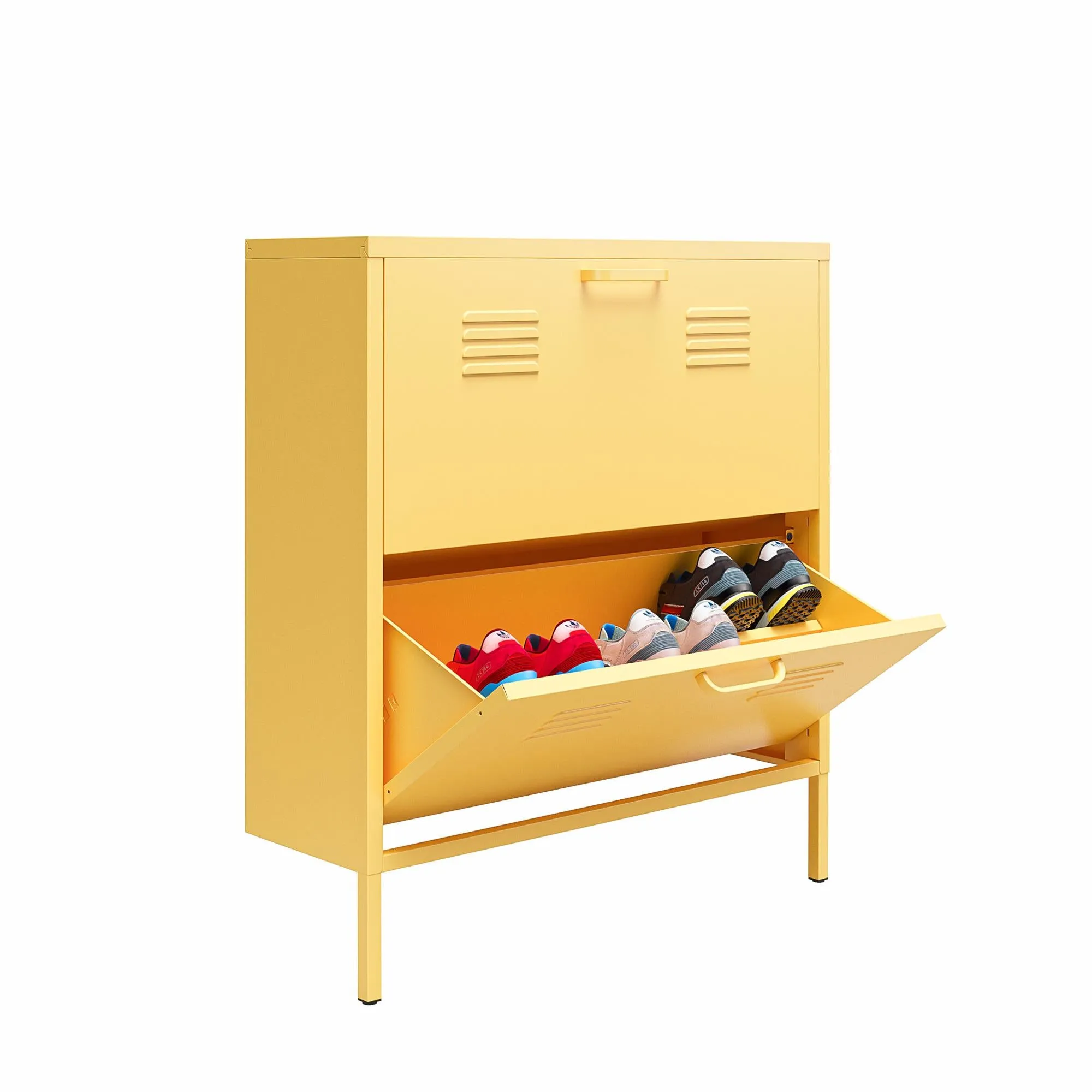 Cache 2 Door Locker Style Metal Shoe Storage Cabinet