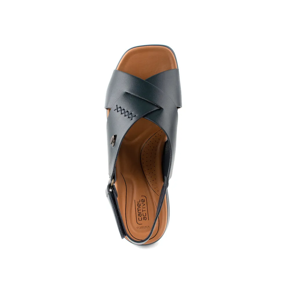 camel active Women Victoria Cross-Strap Comfort Sandals -782401-YR01SV-43-NAVY