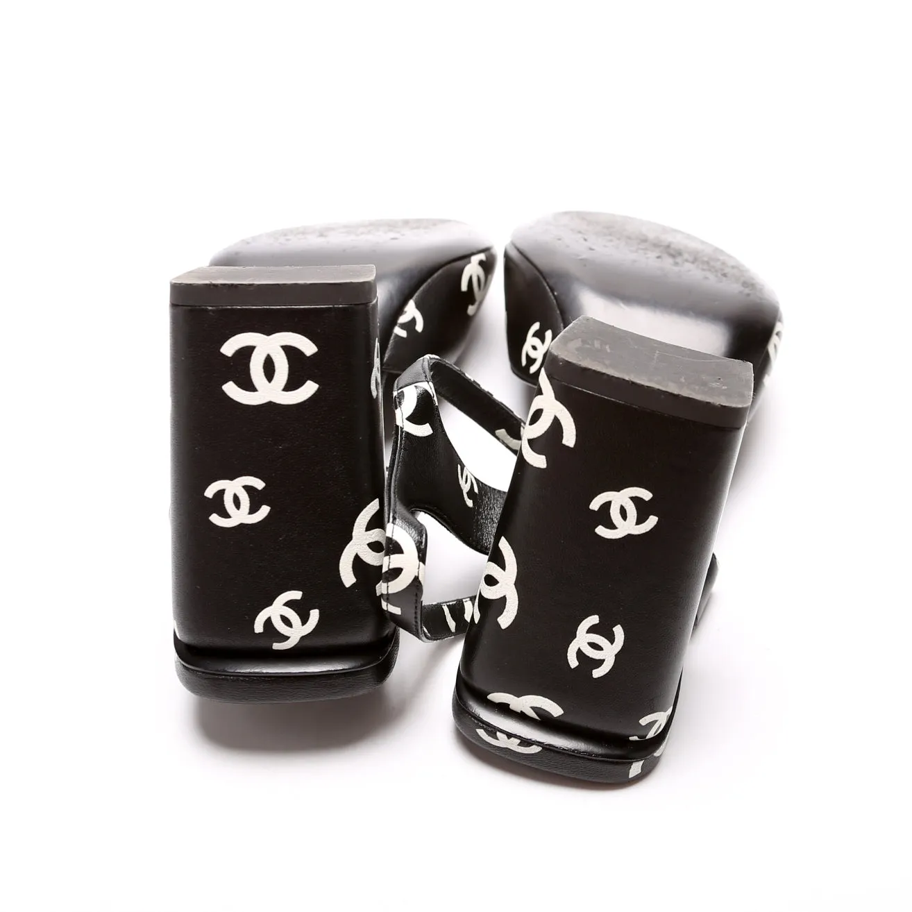 Chanel CC Printed Lambskin Platform Sandals Size 41