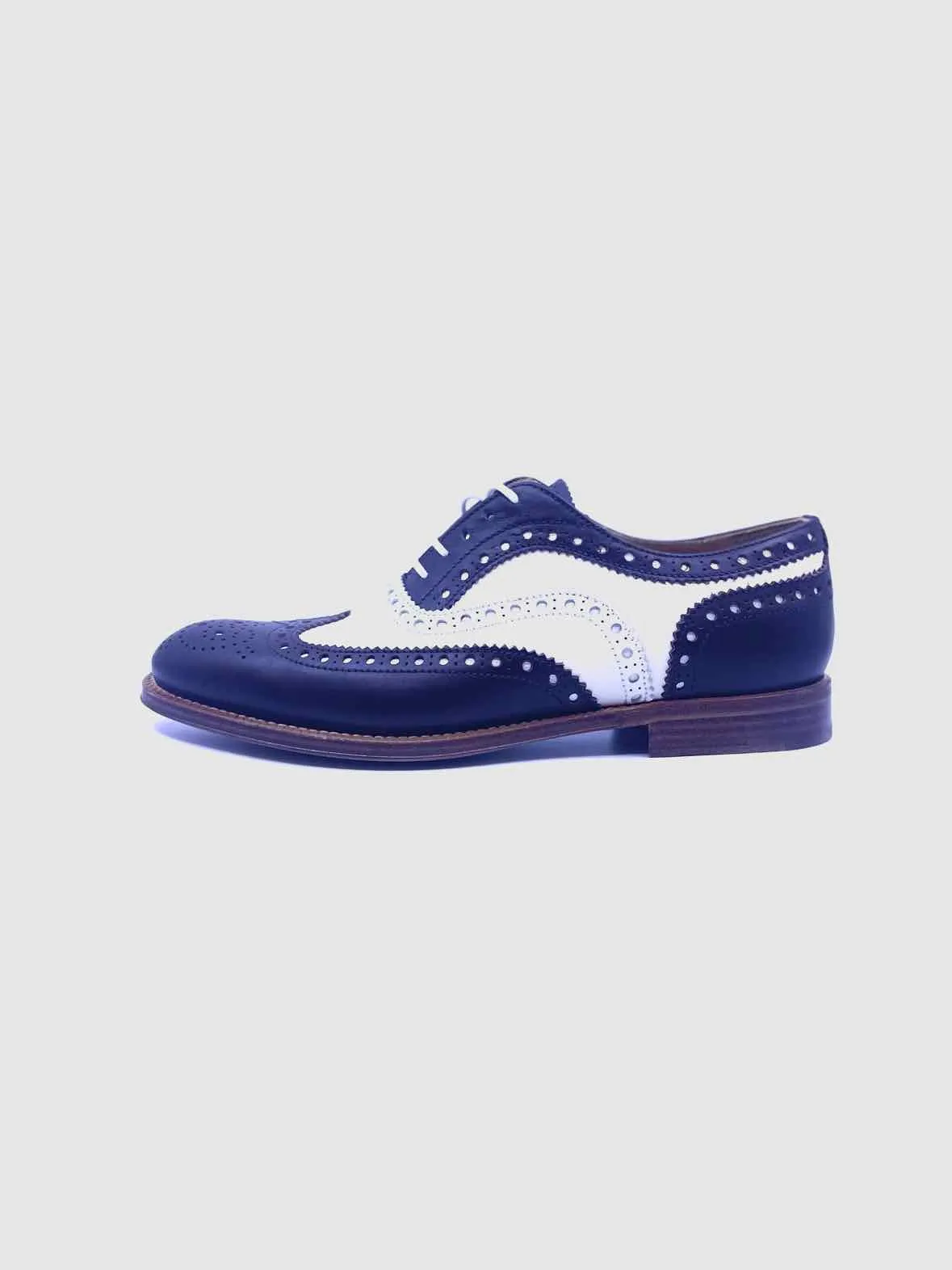 CHURCH'S Size 6.5 Brown, White Leather Solid Oxfords