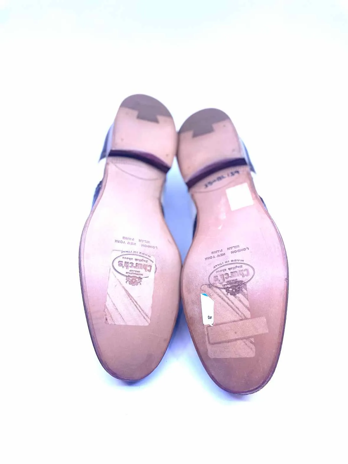 CHURCH'S Size 6.5 Brown, White Leather Solid Oxfords