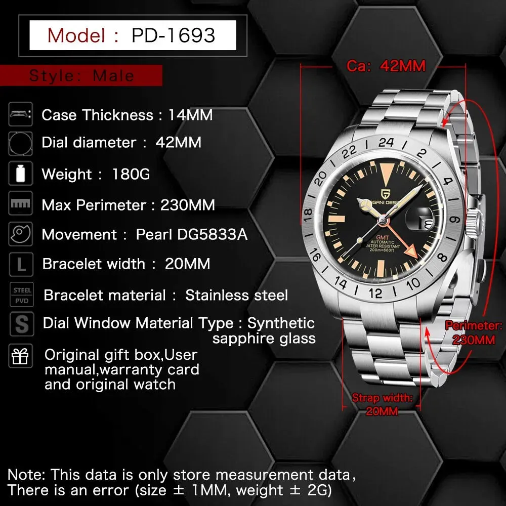 Classic Gmt Mens Automatic Watch 200m Waterproof