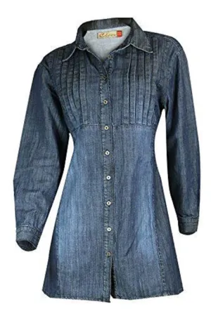 Clove Jeans Women Blue 100% Cotton Denim A Line Skater Dress Uk Plus Size 10-26