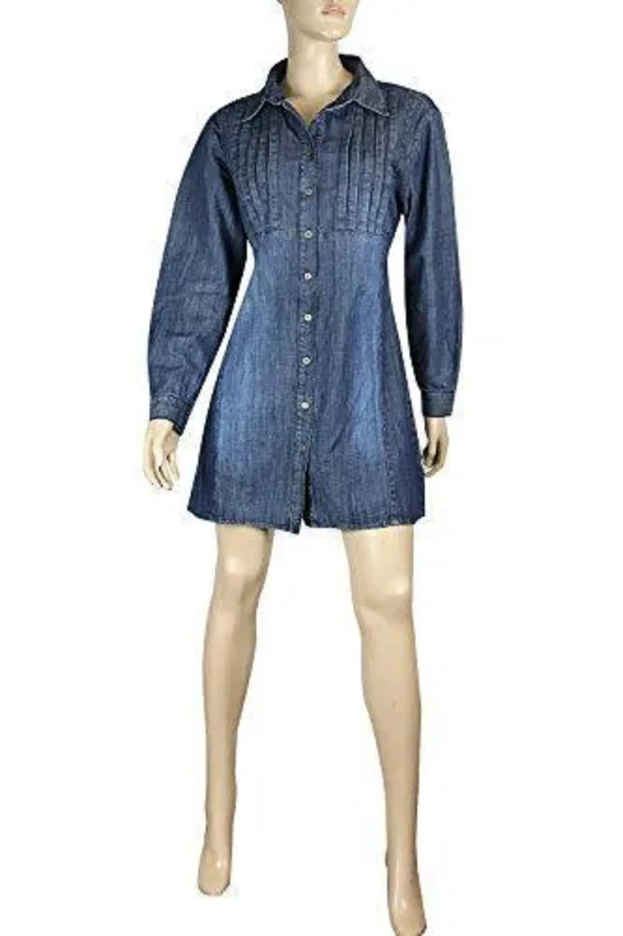 Clove Jeans Women Blue 100% Cotton Denim A Line Skater Dress Uk Plus Size 10-26