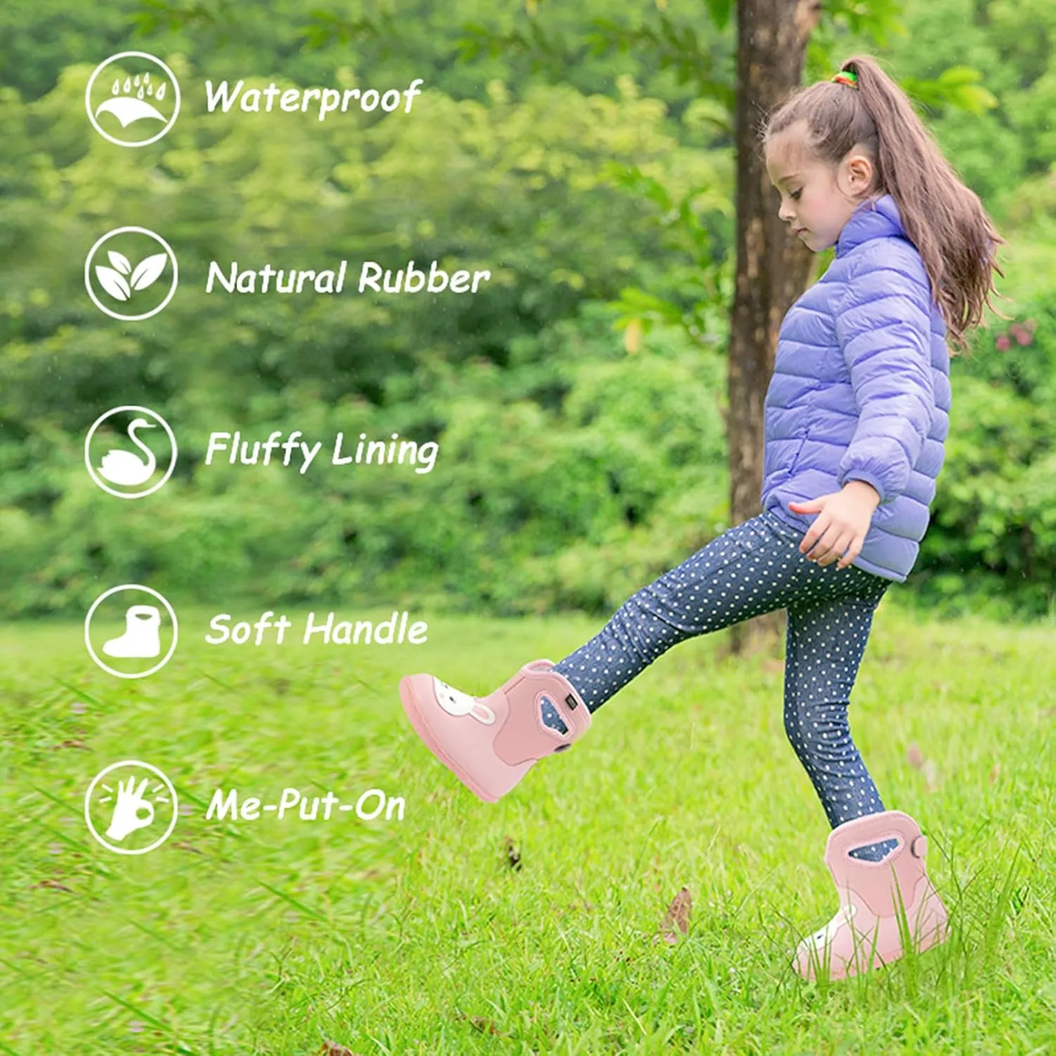 CNSBOR Kids Rain Boots for Toddler Girls Boys Seamless Rubber Boots Waterproof Boots for Kids Lightweight Unisex-Child Handle It Rain Boots Kids