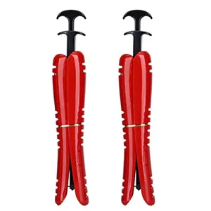 Coralpearl Boot Tree Shaft Shaper Stand Holder Adjustable Support Form Straight Up Keeper Insert Top Calf Stretcher Organizer Hanger for Women Men Kids Cowboy Knee High Tall Shoes (L 16.5" Red)