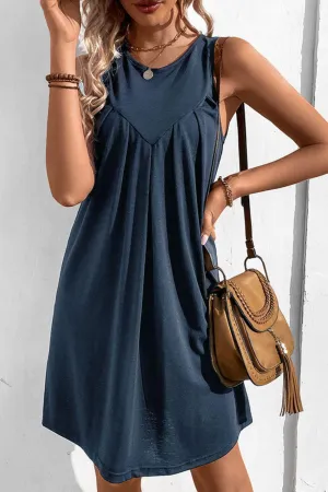 Easy And Free Crew Neck Sleeveless A Line Dress