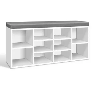 Fabric Shoe Bench with Storage Cubes White