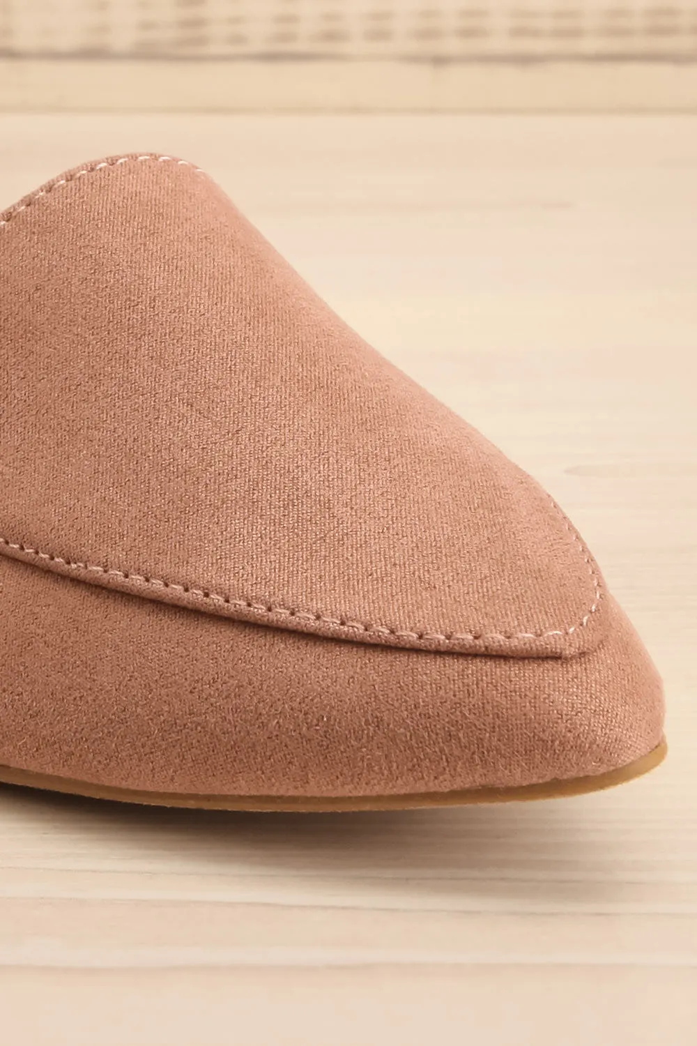 Facille Taupe | Pointed Faux-Suede Loafers