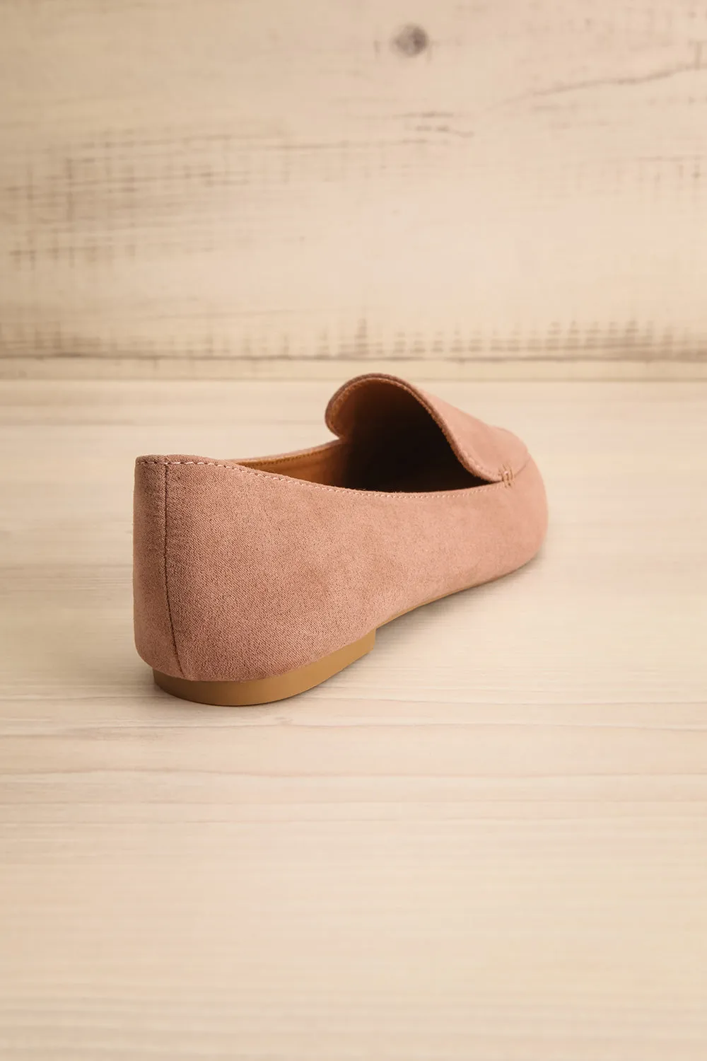 Facille Taupe | Pointed Faux-Suede Loafers