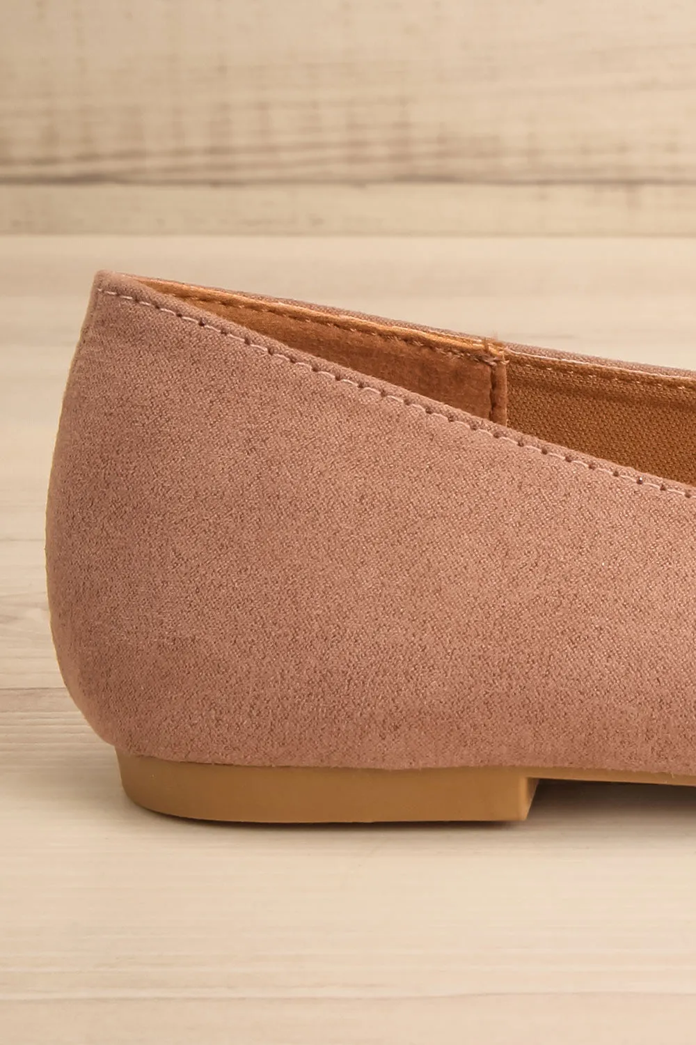 Facille Taupe | Pointed Faux-Suede Loafers