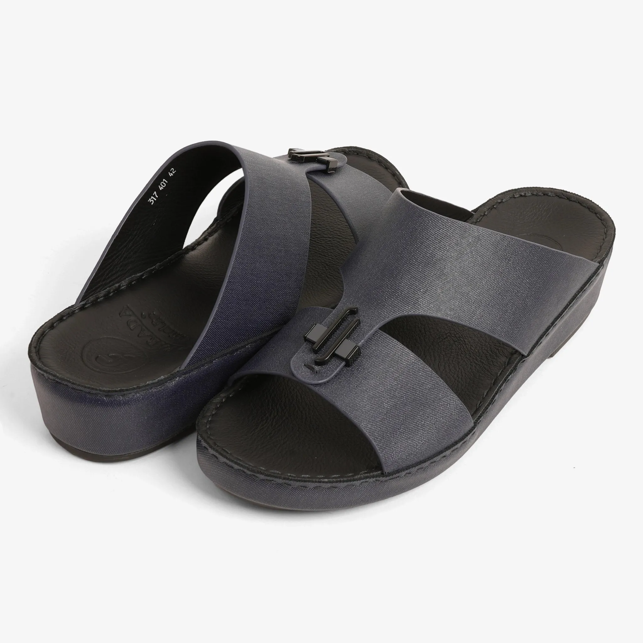 FARADA MENS UNIQUE TEXTURED ACCENT SANDALS BLUE
