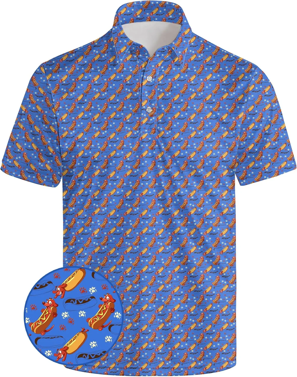 Funny Mens Golf Shirt Moisture Wicking Quick Dry Print Performance Short Sleeve Collared Polo Shirts for Men