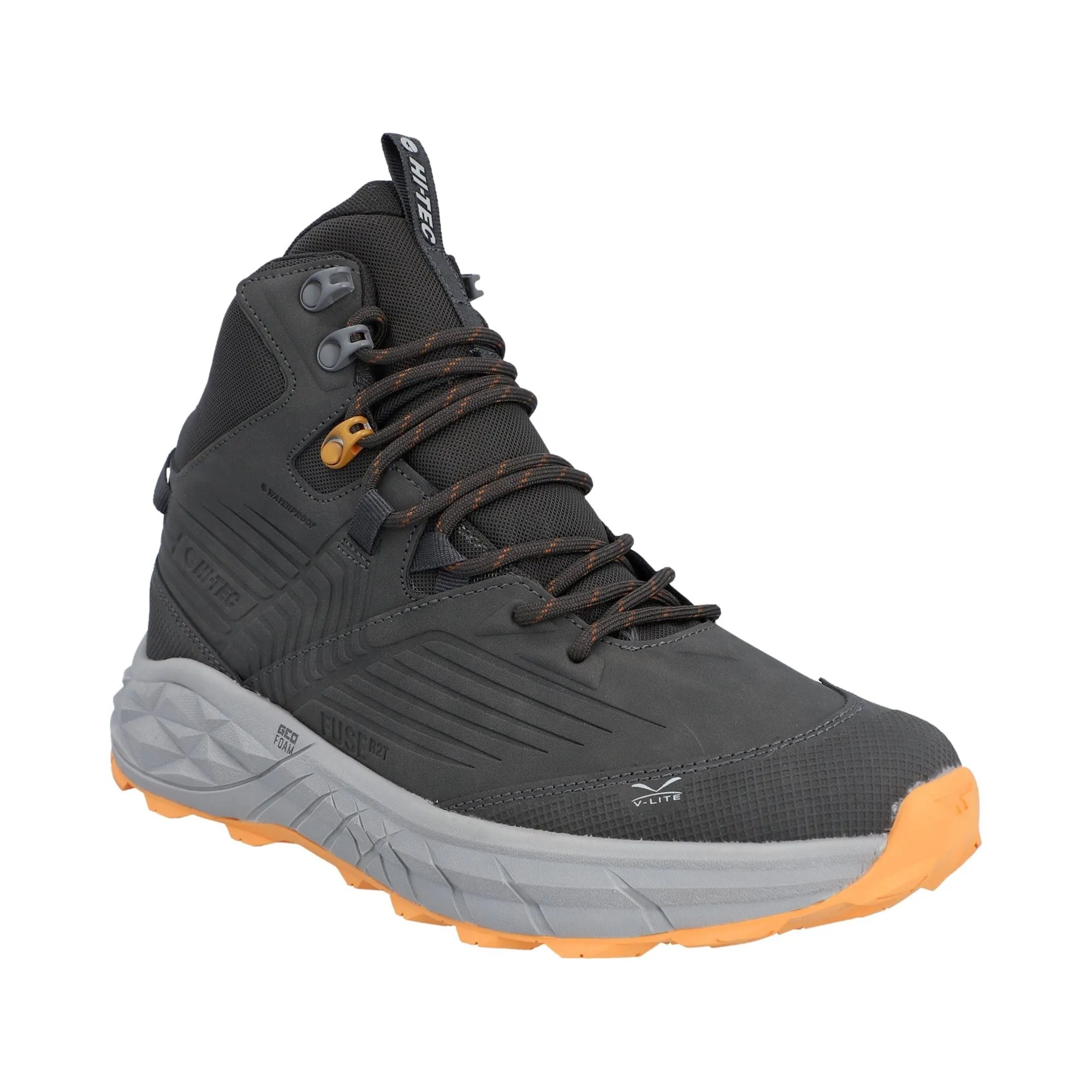 Hi-Tec Fuse Trek Mid Mens Hiking Boot - Steel/Charcoal/Bright Marigold